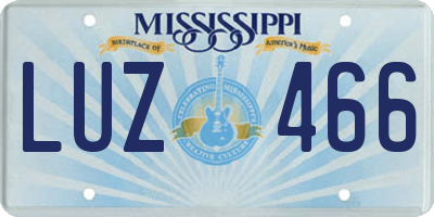 MS license plate LUZ466