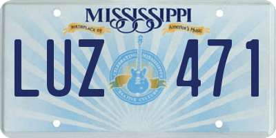 MS license plate LUZ471