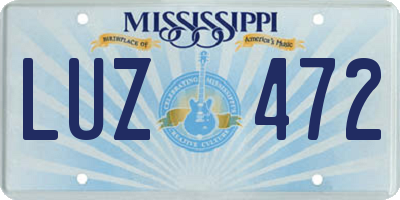 MS license plate LUZ472