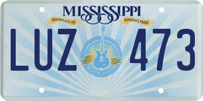MS license plate LUZ473