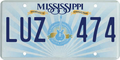 MS license plate LUZ474