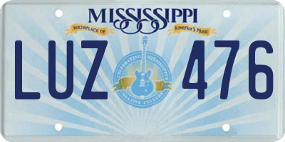 MS license plate LUZ476