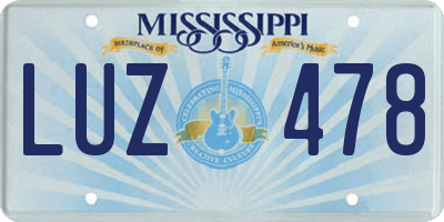 MS license plate LUZ478