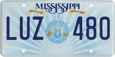 MS license plate LUZ480
