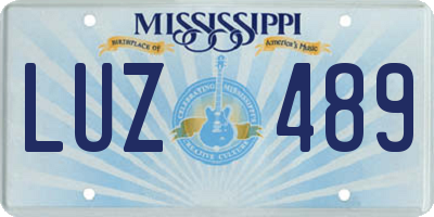 MS license plate LUZ489