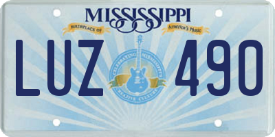MS license plate LUZ490