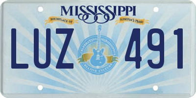 MS license plate LUZ491