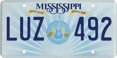 MS license plate LUZ492