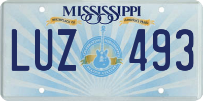 MS license plate LUZ493