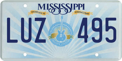 MS license plate LUZ495