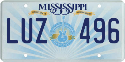 MS license plate LUZ496
