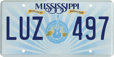 MS license plate LUZ497