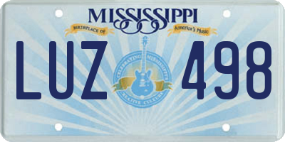 MS license plate LUZ498