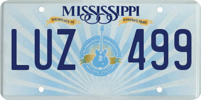 MS license plate LUZ499