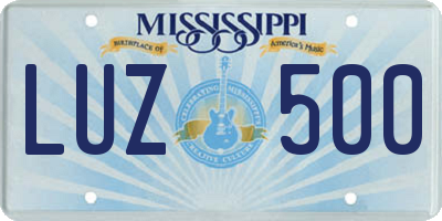 MS license plate LUZ500