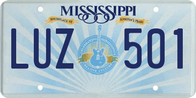 MS license plate LUZ501