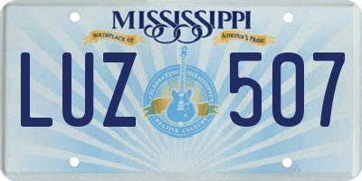 MS license plate LUZ507