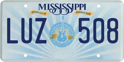 MS license plate LUZ508