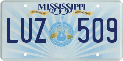 MS license plate LUZ509