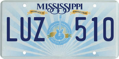 MS license plate LUZ510