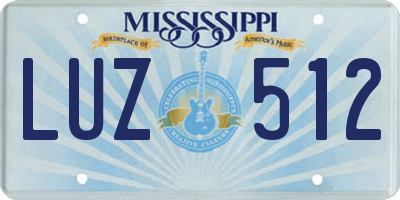 MS license plate LUZ512