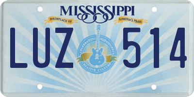 MS license plate LUZ514