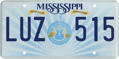 MS license plate LUZ515