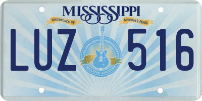 MS license plate LUZ516