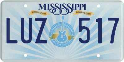 MS license plate LUZ517
