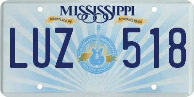 MS license plate LUZ518
