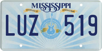 MS license plate LUZ519