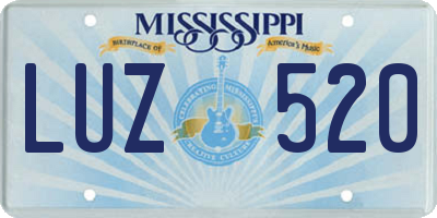 MS license plate LUZ520