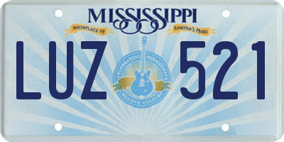MS license plate LUZ521