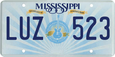 MS license plate LUZ523
