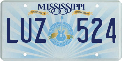 MS license plate LUZ524