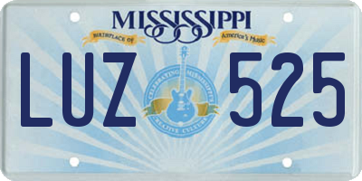 MS license plate LUZ525