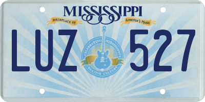 MS license plate LUZ527