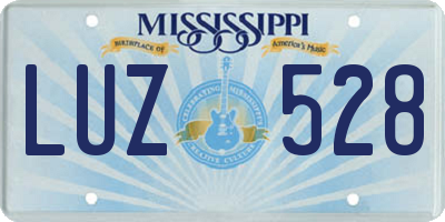 MS license plate LUZ528