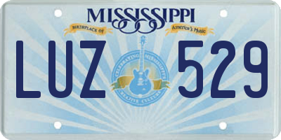 MS license plate LUZ529