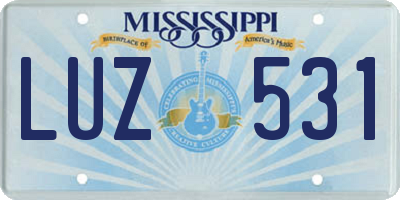 MS license plate LUZ531