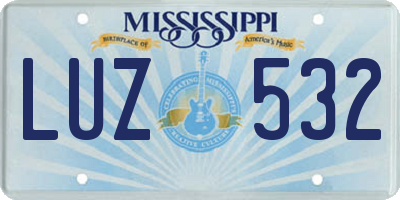 MS license plate LUZ532