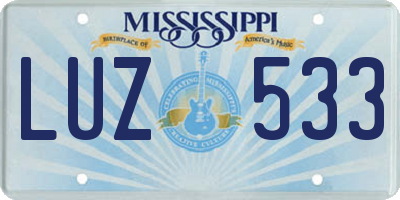MS license plate LUZ533