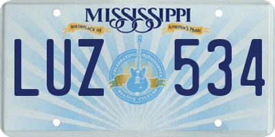 MS license plate LUZ534