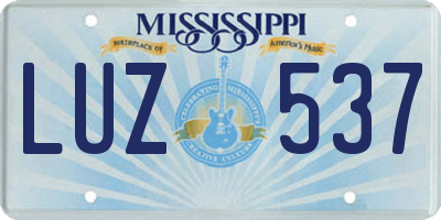 MS license plate LUZ537