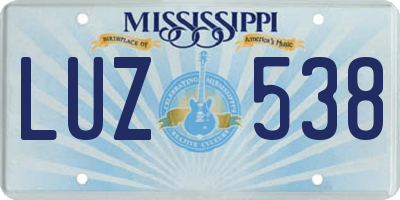 MS license plate LUZ538