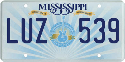 MS license plate LUZ539