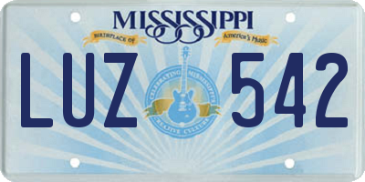 MS license plate LUZ542