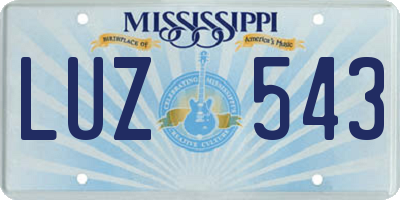 MS license plate LUZ543