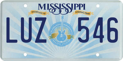 MS license plate LUZ546