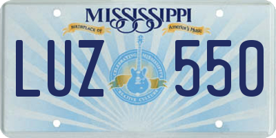 MS license plate LUZ550